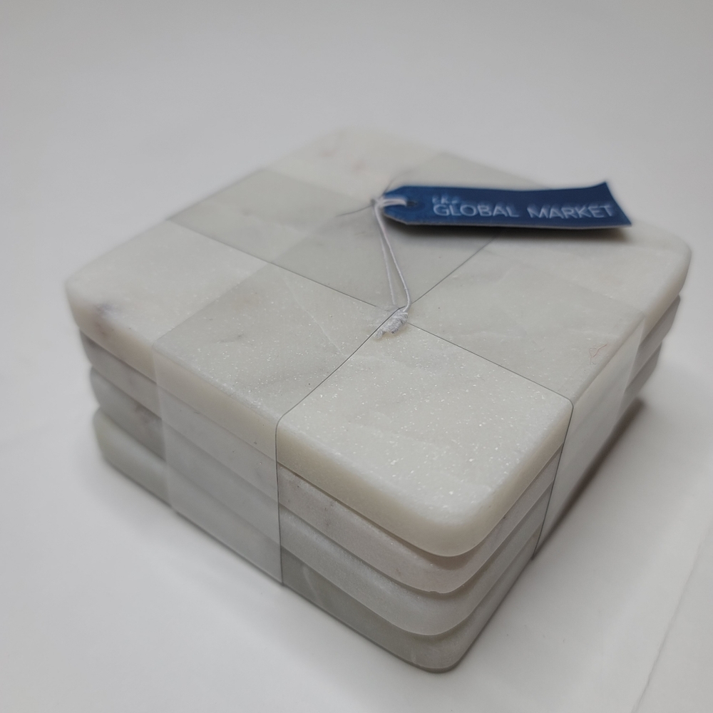 Global market 4 set of marble stone drink coaster.